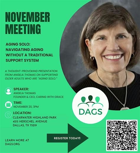 DAGS November Meeting | “Aging Solo” with Angela Thomas, BSN, MSN, RN ...