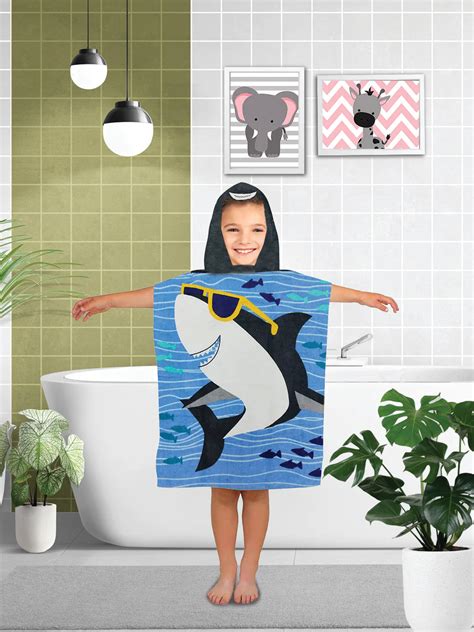 Athom Trendz Cool Baby Shark Kids Hooded Bath Towel Poncho 60x120 Cm