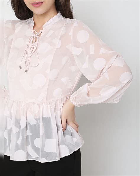 Light Pink Geometric Print Top