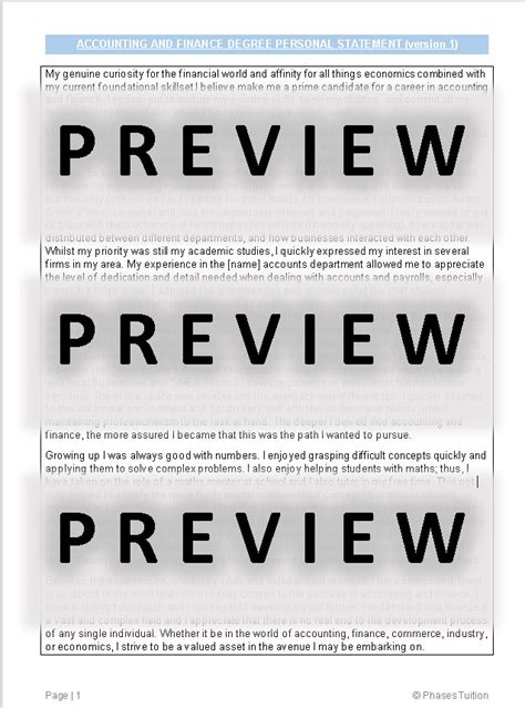 Image result for Finance Personal Statement Examples