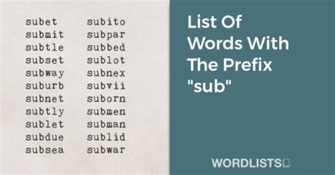 List Of Words With The Prefix "sub"