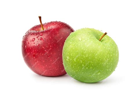 Premium Photo | Fresh red and green apple fruits with water droplets ...