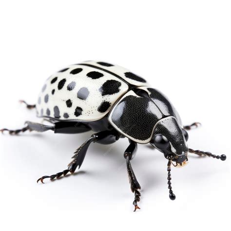 A black and white spotted beetle on a white background | Premium AI ...