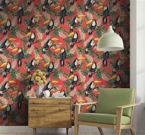 Toucans pattern Jungle Wallpaper - TenStickers