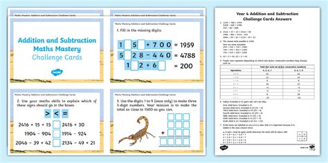Maths Mastery Year 4 Addition and Subtraction Challenge Cards