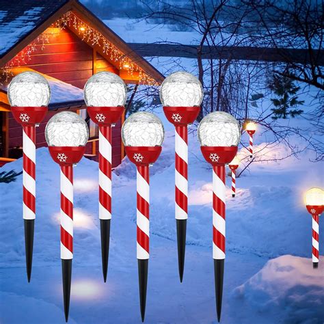 Amazon.com : Tujoe 6 Pcs Christmas Solar Pathway Lights Outdoor ...