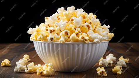 Premium AI Image | A bowl of buttered popcorn capturing the ...