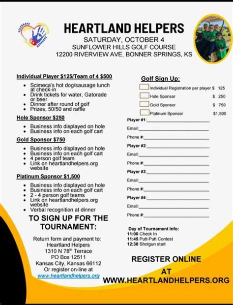 Heartland Helpers Annual Golf Tournament , Sunflower Hills Golf Course ...