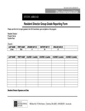 Fillable Online oia osu Grade Reporting Form Fax Email Print - pdfFiller