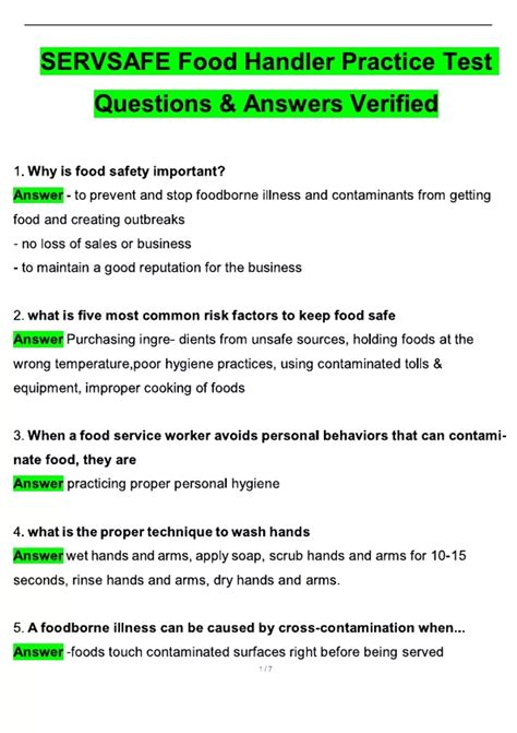 Servsafe Food Handler Practice Test 2025 Questions and Answers (2025 / ...
