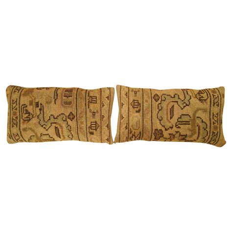 Pair of Decorative Antique Spanish Savonnerie Carpet Pillows with ...