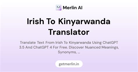 Irish to Kinyarwanda Translator