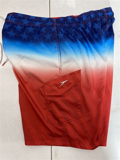 SPEEDO Swim Trunks Board Shorts American USA Flag Ombre Fade Patriotic ...