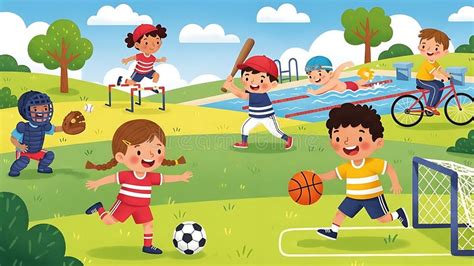 School Sports Activities Cartoon 的图像结果