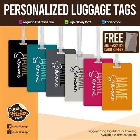 Personalized Luggage Tags - Bag Tags (Tri-Colored Minimalist Designs ...