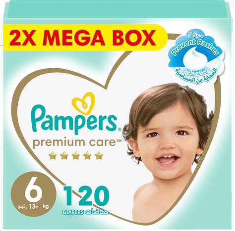 Pampers Premium Care Taped Baby Diapers, Size 6, 13+kg, Unique Softest ...
