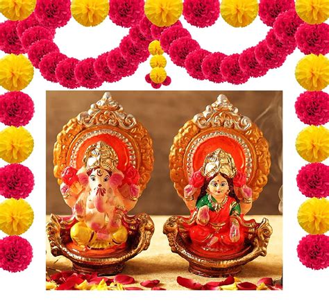 Buy Yashvin RM Singhasan Lakshmi Laxmi Ganesh Ji Murti Idol for Diwali ...
