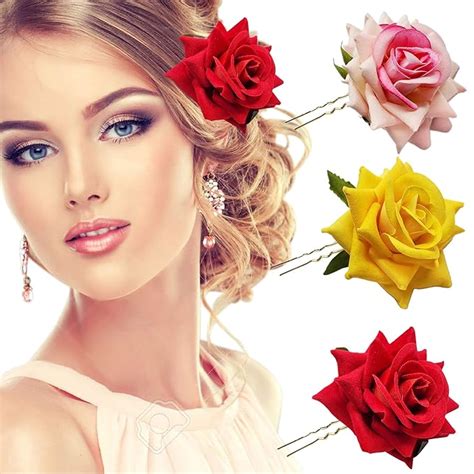 Buy Sanas 1Pc Juda Pins Fancy Artificial Roses Jura Pins Fashionable U ...