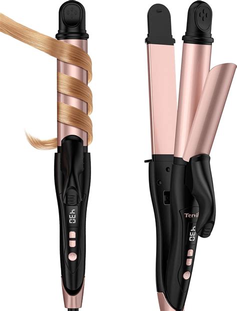 Amazon.com: Terviiix Travel Curling Iron 2 in 1, Travel Flat Iron Hair ...