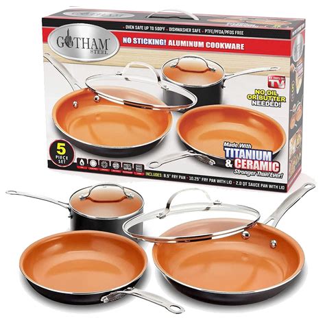 Buy Gotham Steel 5 Piece Kitchen Essentials Cookware Set with Nonstick ...