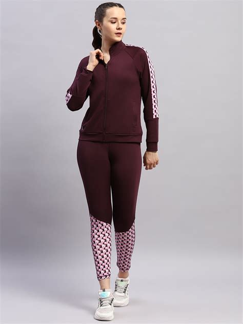 Buy Women Maroon Printed Band Collar Full Sleeve 3Pc Cords Set Online ...