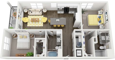 2 Bedroom Apartment Floor Plans Garage