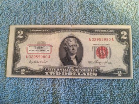 1953 Red Seal Two $2 Dollar Bill Note A32955980a Rare Old U. S. Currency