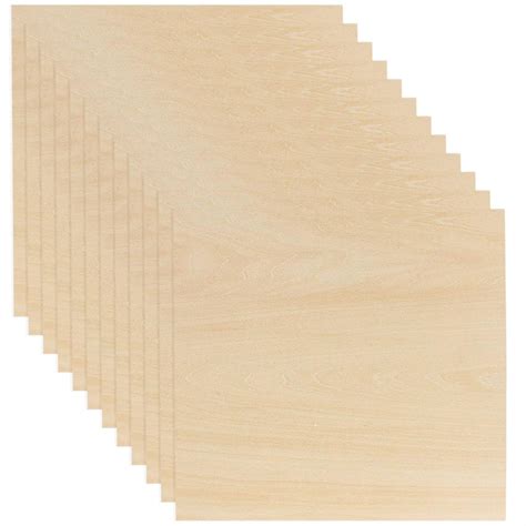 12 Pack Basswood Sheets 1/8 x 12 x 12 Inch Plywood Board, Thin Natural ...
