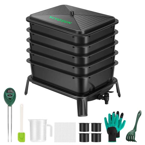 Amazon.com: VIVOSUN 5-Layer Worm Compost Bin, 50L Worm Composter, Easy ...