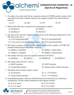 ESR UV MASS Spectroscopy With Answerkey - Page | 1 CSIR-NET/GATE/IIT ...