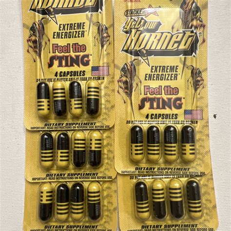 20 Yellow Hornet Energy Pills Energy Boosters Stamina Weight Loss FREE ...