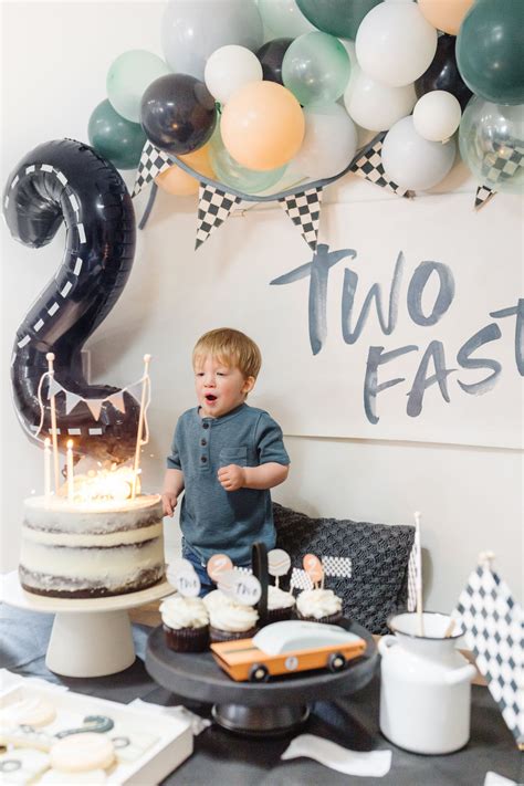 two fast modern race car second birthday party — emelbe design | 2nd ...