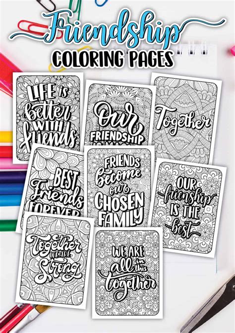 8 Free Friendship Coloring Pages (PDF)