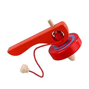 Buy FQStech Wooden Spinning Top Gyroscope peg-top with Handle and Pull ...