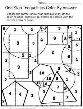 Image result for One Step Equations Coloring Worksheet