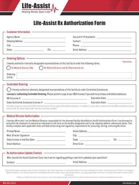 Fillable Online Life-Assist Rx Authorization Form Fax Email Print ...