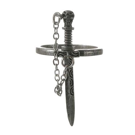 Buy Hito Gothic Style Cross Sword Ring Silver Plated Zinc Alloy at ...