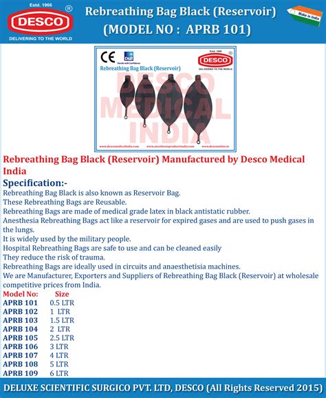 Anesthesia Reservoir Rebreathing Bag Black Manufacturers & Exporters India