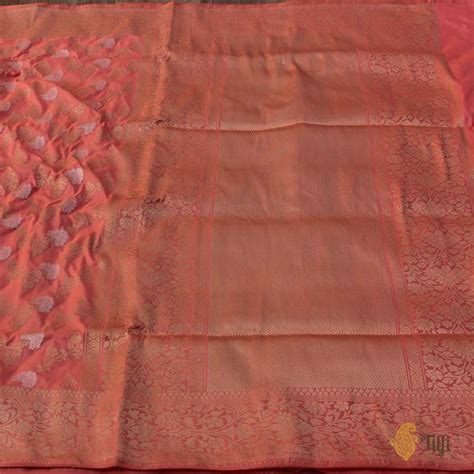 Peach Pure Katan Silk Banarasi Handloom Saree - Tilfi