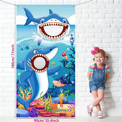 Shark Party Decorations Shark Game Photo Door Backdrop Banner Giant ...