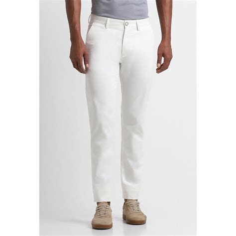 Buy Peter England Men White Solid Super Slim Fit Chino Casual Trousers ...