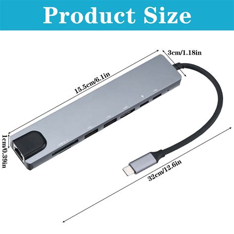 Buy USB Hub 8 Port USB 3.0 Hub 8-in-1 USB Splitter with 4K USB C to ...