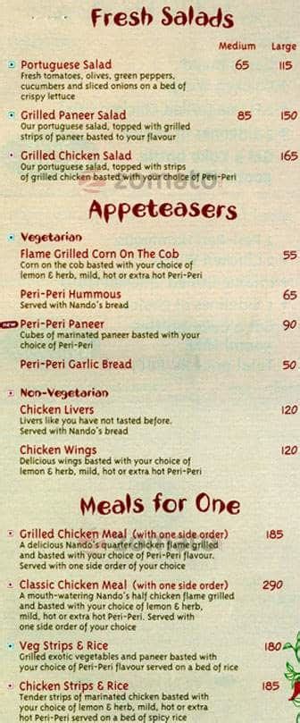 Menu at Nando's, Mumbai, Level 2