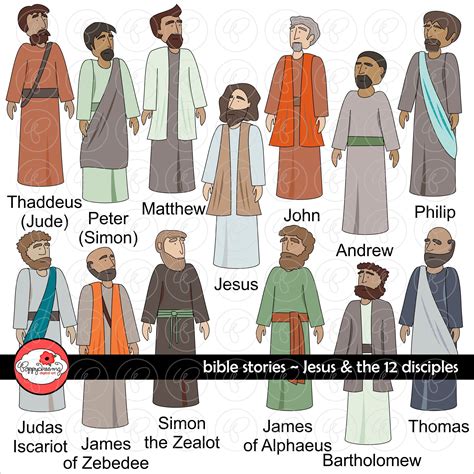 Bible Stories: Jesus & the 12 Disciples Clipart Set by Poppydreamz ...