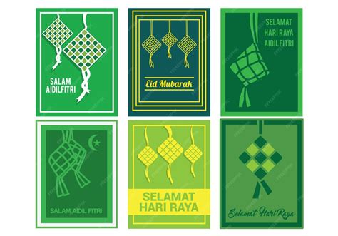 Eid al-fitr and hari raya greeting cards | Premium Vector