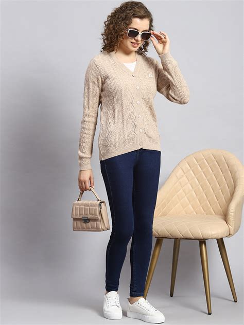 Buy Women Beige Self Cardigan Online in India - Monte Carlo