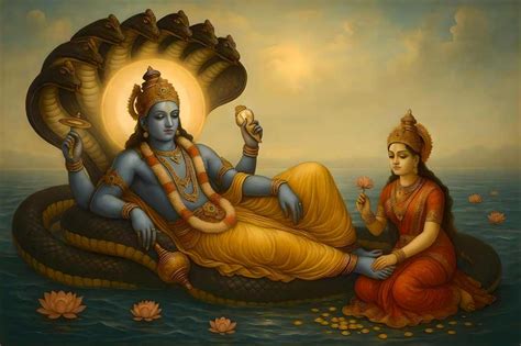 Lord Vishnu & Goddess Lakshmi Painting | Vastu for Prosperity | ArtFactory
