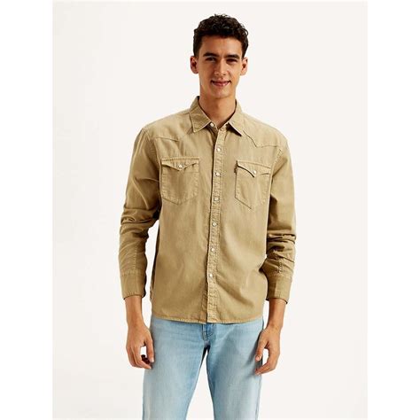 Buy Levi's Khaki Men's Solid Slim Fit Shirt Online