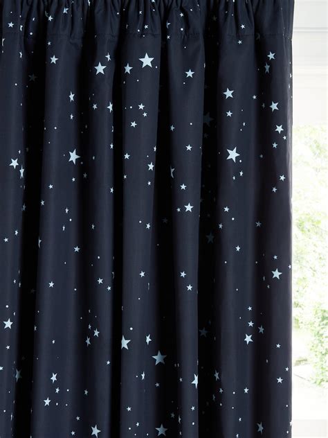 John Lewis Stardust Pencil Pleat Blackout Children's Curtains, Navy