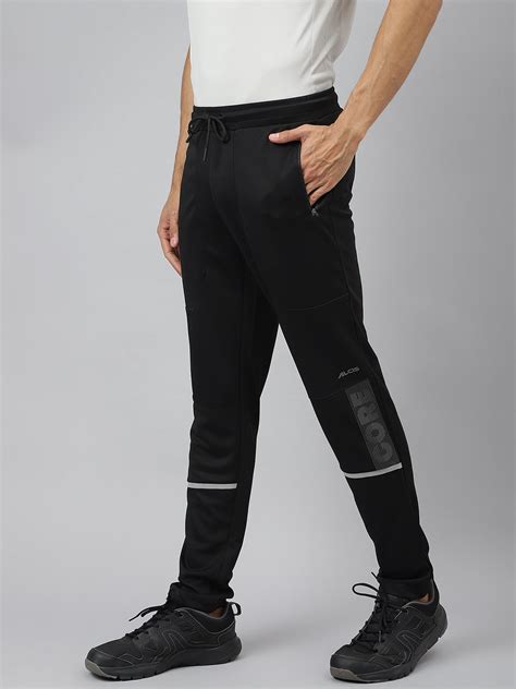 Alcis Men Jet Black Anti-Static Slim-Fit Core Sports Training Track Pa
